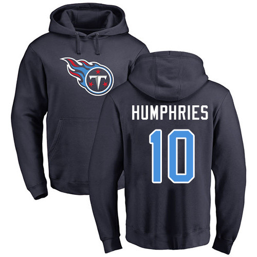 Tennessee Titans Men Navy Blue Adam Humphries Name and Number Logo NFL Football #10 Pullover Hoodie Sweatshirts